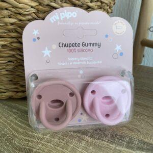 Chupete gummy en tonos rosas