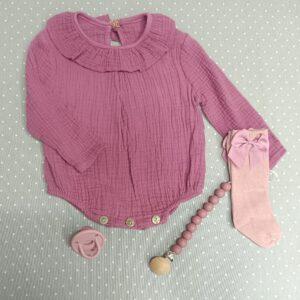 Pelele de bambunla en color fresón