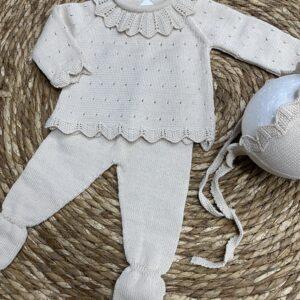 Conjunto de hilo 'cristin' beige tostado