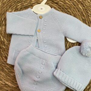 Conjunto de lana 'zip' celeste