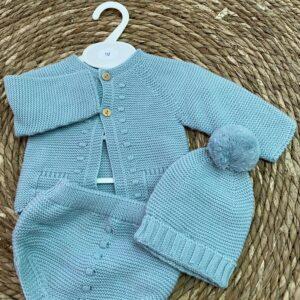 Conjunto de lana 'zip' verde petroleo